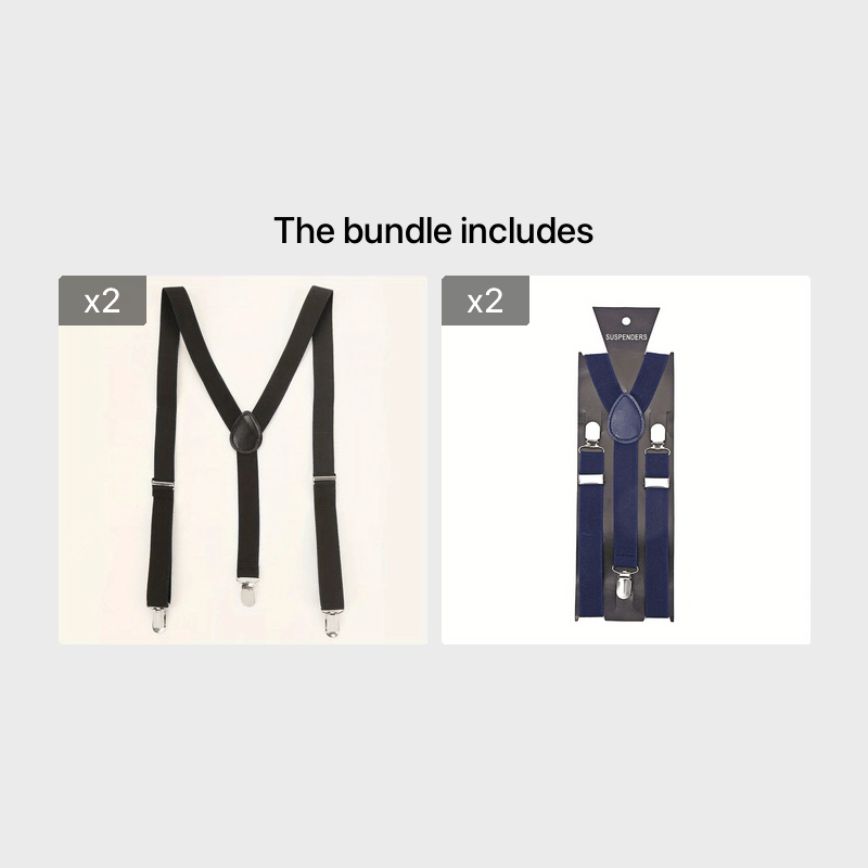 Men's Elastic Suspenders With 3 Clips High Elasticity