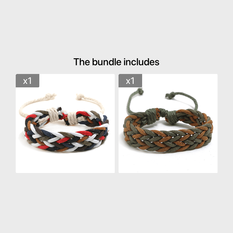 Colorful Handmade Knitted Wax String Link Chain Bracelets For Men