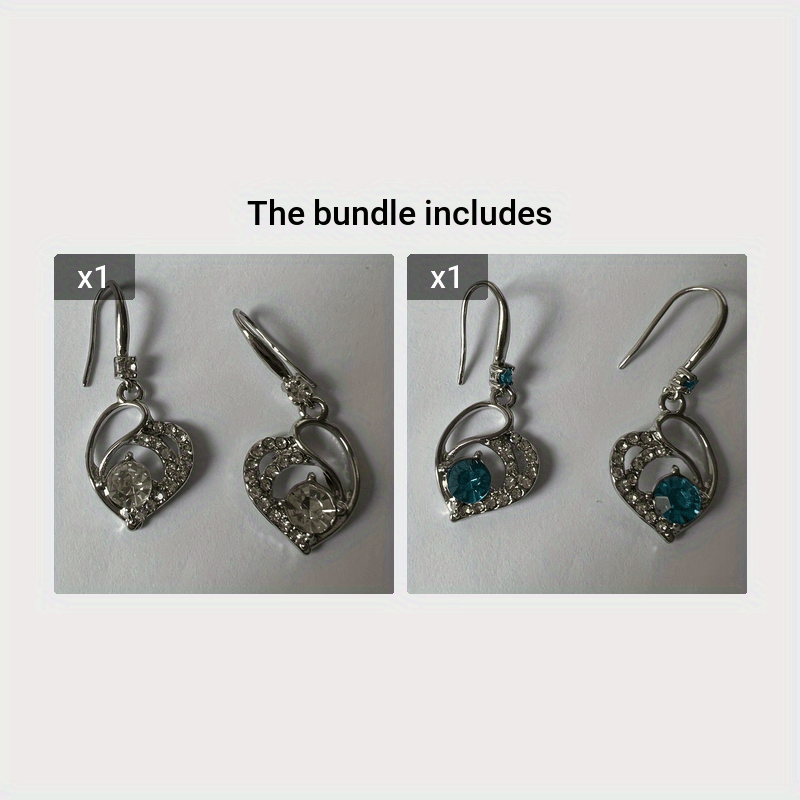 Crystal Heart Drop Earrings Silver Quartz For Brides Bridesmaid