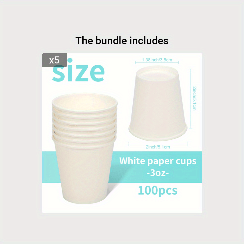 7 oz. White Paper Cups, Small Disposable Bathroom, Espresso, Mouthwash Cups, Size: 100pc Cup