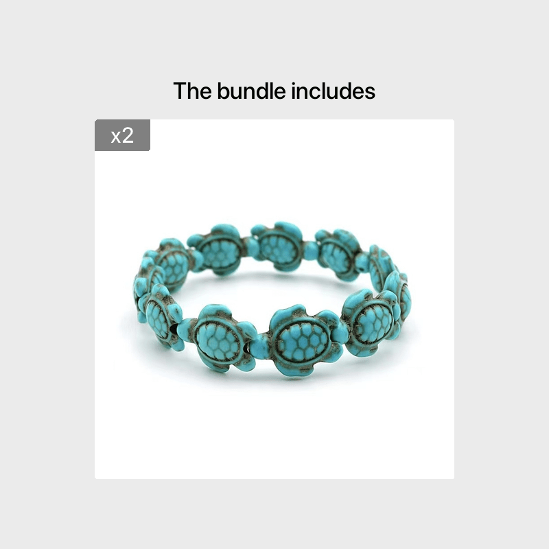 Vintage Turtle Turquoise Bracelet Natural Stone Stretch Gift