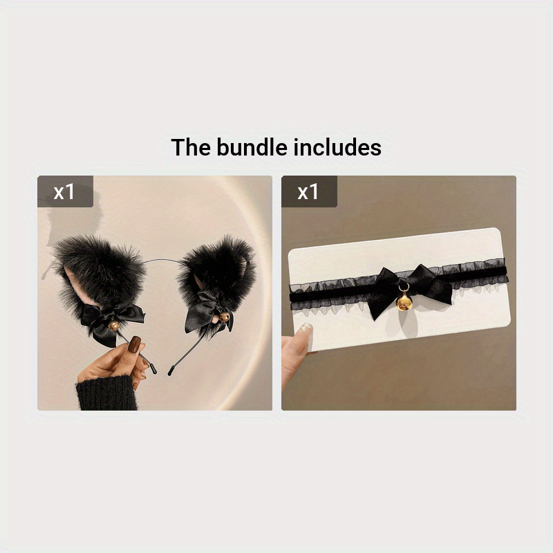 Halloween Cat Ears Cosplay Costume Bow Tie Headband