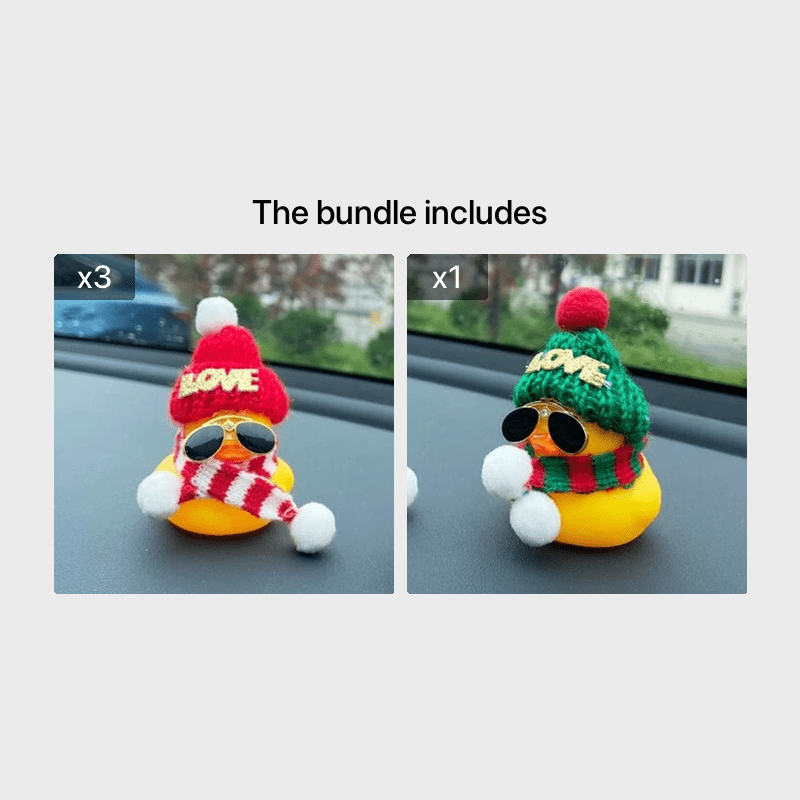 1pcs Cartoon Cute Little Yellow Duck Design Car Ornament, Christmas Hat &  Scarf Duck Ornament For Car Dashboard, Bedroom, Office Desktop Decor 