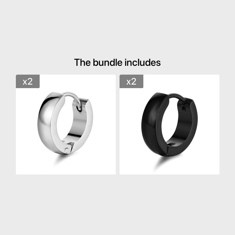 Men's Titanium Steel Round Ear Stud Earrings