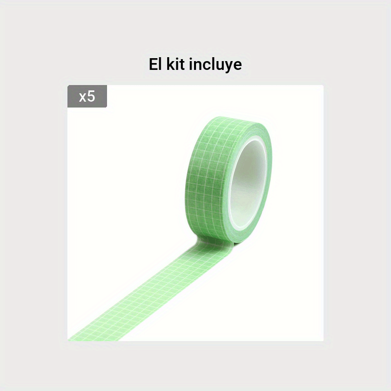 Juego de 14 rollos de cinta Washi de cuadrícula de colores de 0.591 in de  ancho, cintas adhesivas decorativas de colores autoadhesivas, cinta  adhesiva