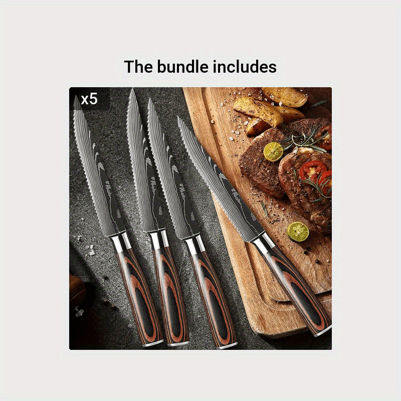 Kitchen Knife Set Damascus Pattern Stainless Steel Meat Cleaver