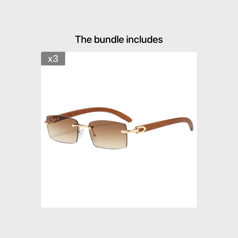 Punk Rimless Rectangle Sunglasses Vintage Small Frame Sun Glasses