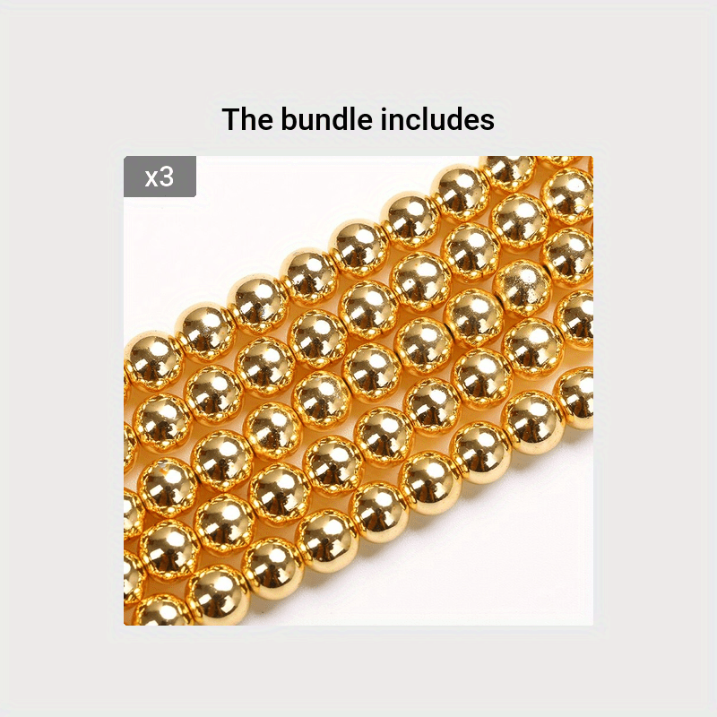 Natural Stone Gold Plated Hematite Smooth Round Loose Spacer - Temu