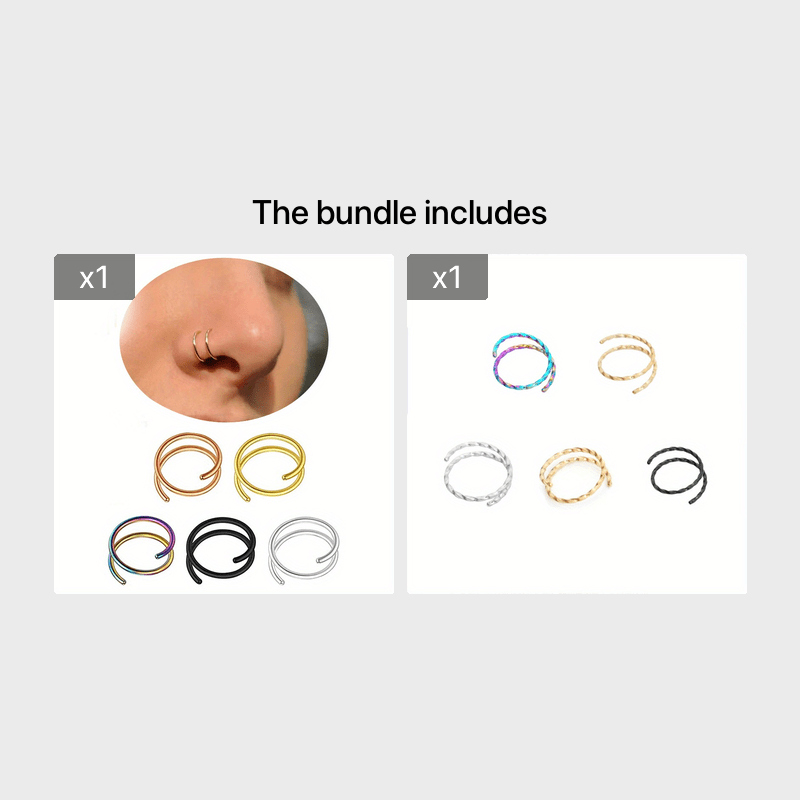 5pcs Double Twisted Nose Ring Set