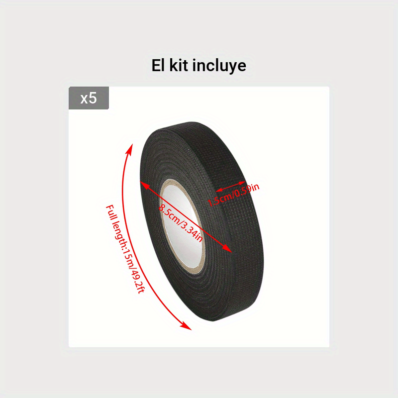 Cinta Tela Adhesiva Franela Resistente Calor Negra Arneses - Temu