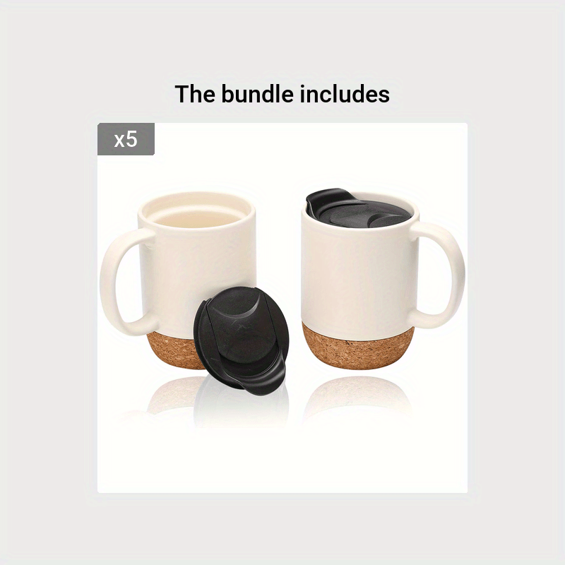 Coffee Mugs Set Of 2, 15 Oz Ceramic Mug With Insulated Cork Bottom And  Splash Proof Lid, Large Coffee Mug With Handle For Men, Women, Matte White