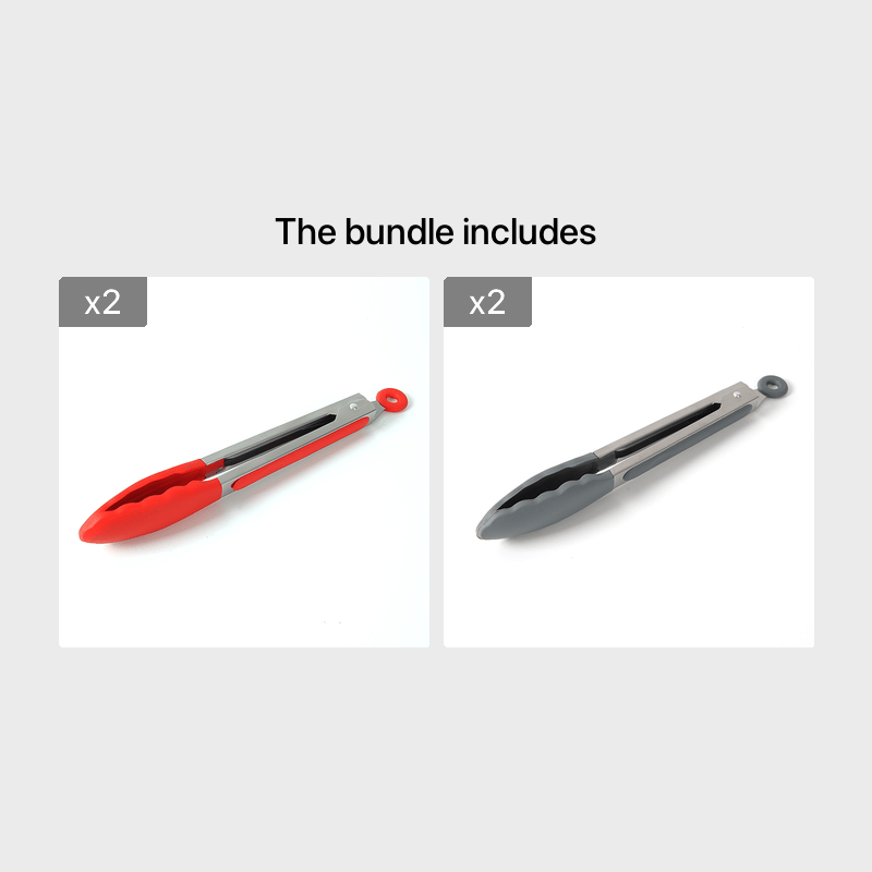 2 pinze da cucina in acciaio inox, con punte in silicone antiscivolo e impugnatura per servire, cucinare, cuocere al forno e barbecue, pinze in metallo resistenti al calore