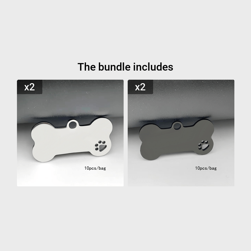 Stainless Steel Bone Shape With Paw Blank Dog Id Tag For - Temu