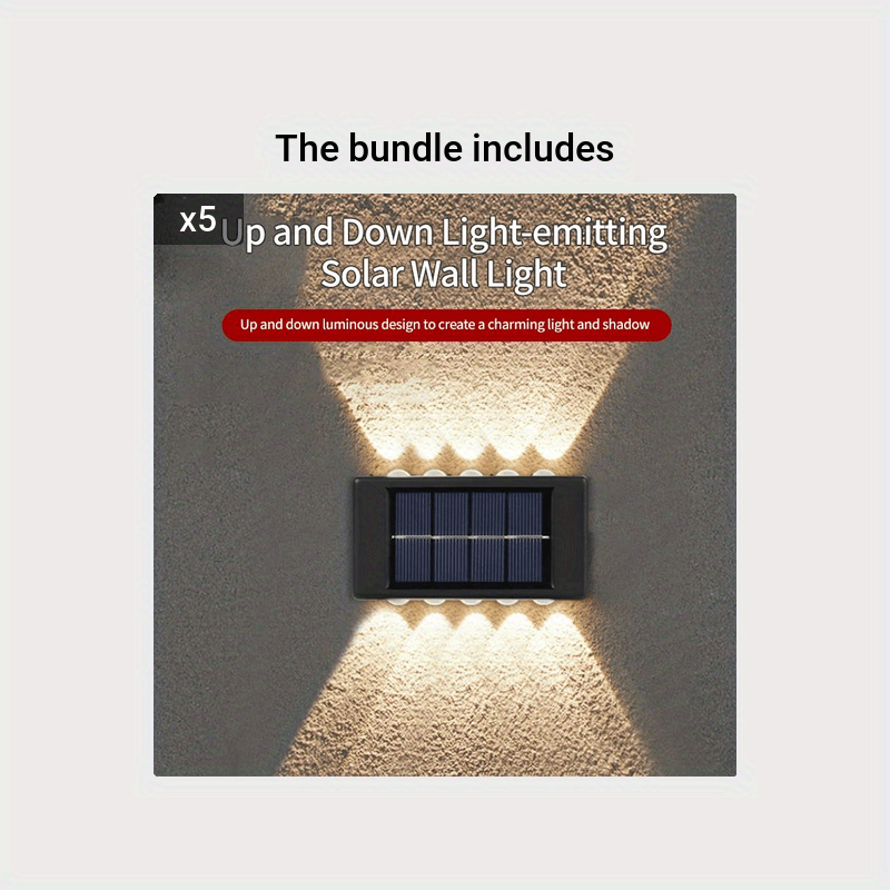 6 LED Solar Wall Lamp Outdoor Waterproof Up and Down Luminous Lighting  Garden Decoration Solar Lights Stairs Fence Sunlight Lamp