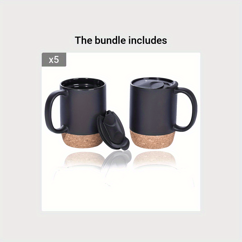 Coffee Mugs Set Of 2, 15 Oz Ceramic Mug With Insulated Cork Bottom And  Splash Proof Lid, Large Coffee Mug With Handle For Men, Women, Matte White