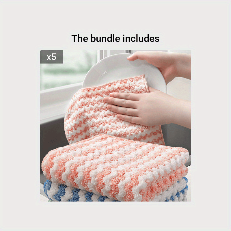 Coral Fleece Dishcloth Kitchen Towel Kitchen Cleaning Cloth - Temu Italy
