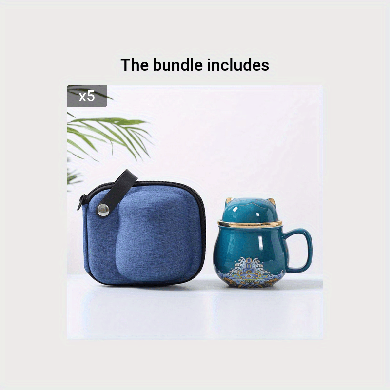 Ceramic Travel Tea Set Express Cup with Lid Filter Cup Simple Outdoor  Portable Carry-on Bag Funny Mug Cute Mug TravelMug Tea Mug