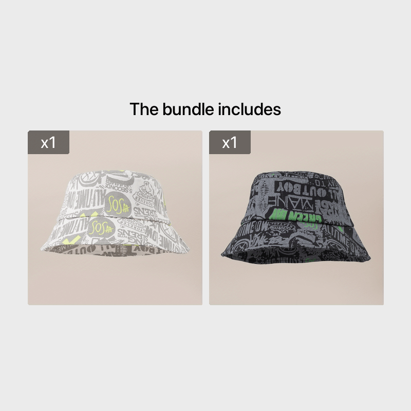 Street Cartoon Big Brim Bucket Hat Basin Hat Face Cover Sun Hat
