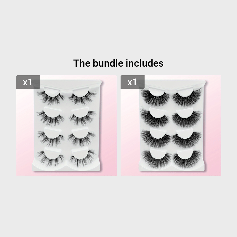 4 Pairs 3D Thick Mink False Eyelashes Natural Cross Messy Volume Lashes