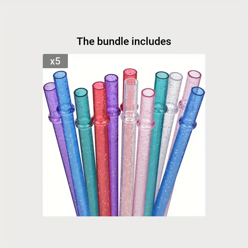 12pcs 11 Inches Long Glitter Colored Clear Reusable Hard Plastic Straws For  Tall Cups, Tumblers And Mason Jars, Drinking Straw For 20 OZ 30 OZ Tumbler