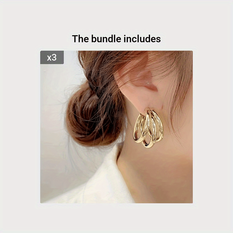 pair geometric circle hoop earrings 18k gold plated plated