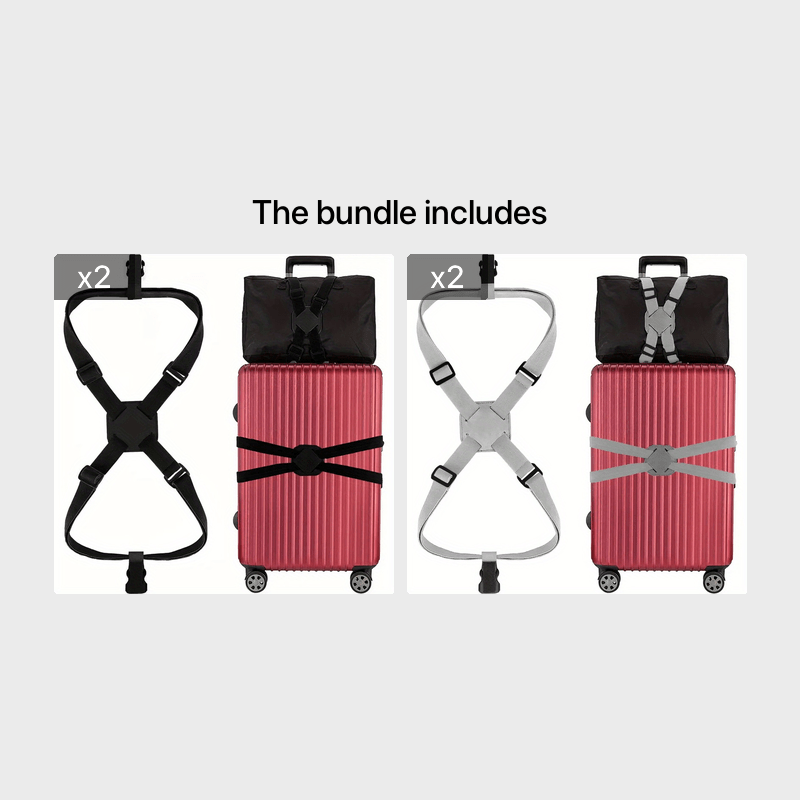 2-in-1 Travel Belt Luggage Straps Over Handle for Carry On Bag,ZZM Elastic  Add a Bag Bungees Luggage Belt Suitcases Adjustable with Alloy Buckle