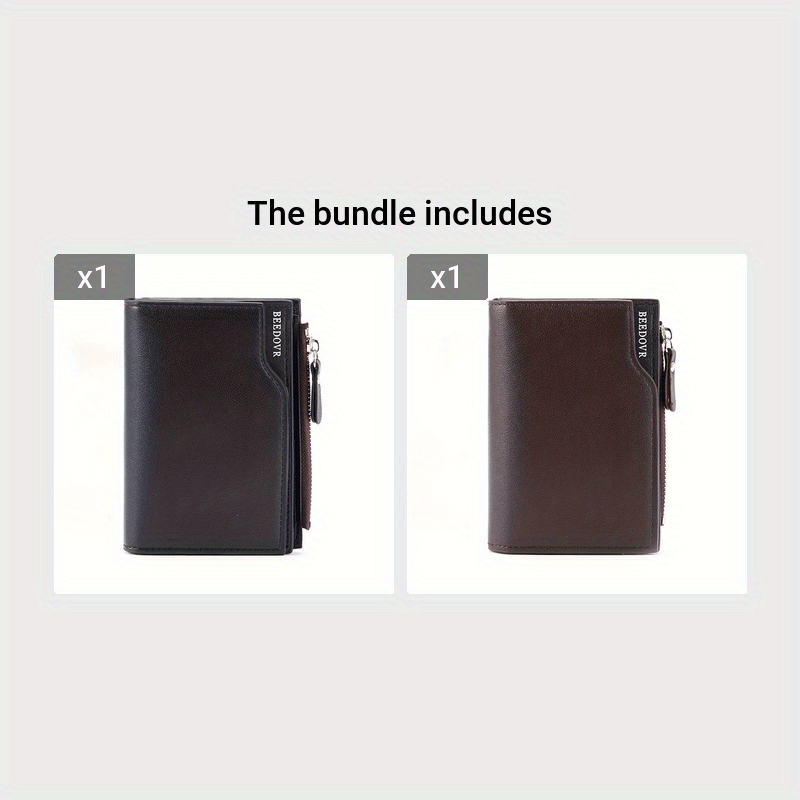 Wallet For Men Short Casual Business Foldable Bifold Wallets Pu Leather  Luxury Small Zipper Coin Pocket Purse - Temu