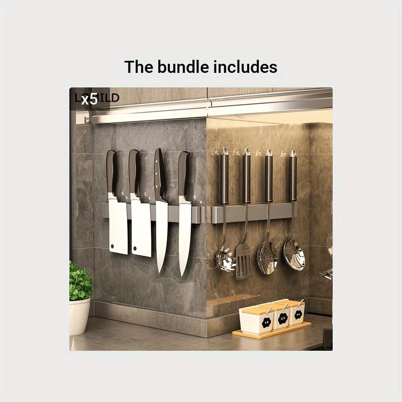 16 Inch Black Magnetic Knife Holder for Wall Stainless Steel No Drilling