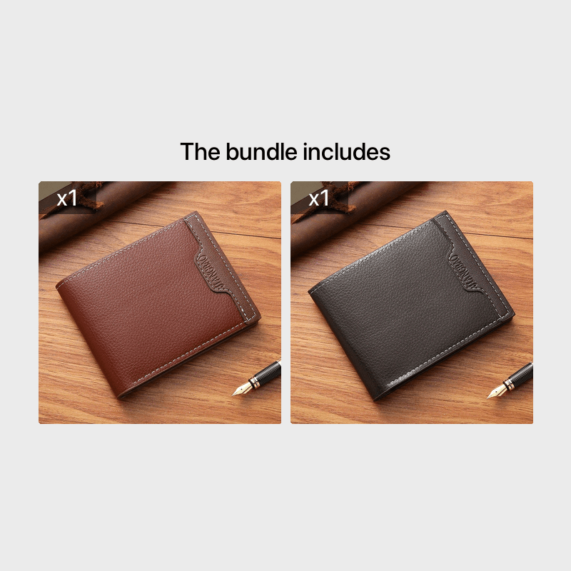 Men's Wallet Male Short Money Clip Male Youth Simple Fashion Multi-card  Lychee Pattern Horizontal Splicing Leather Clip - Temu