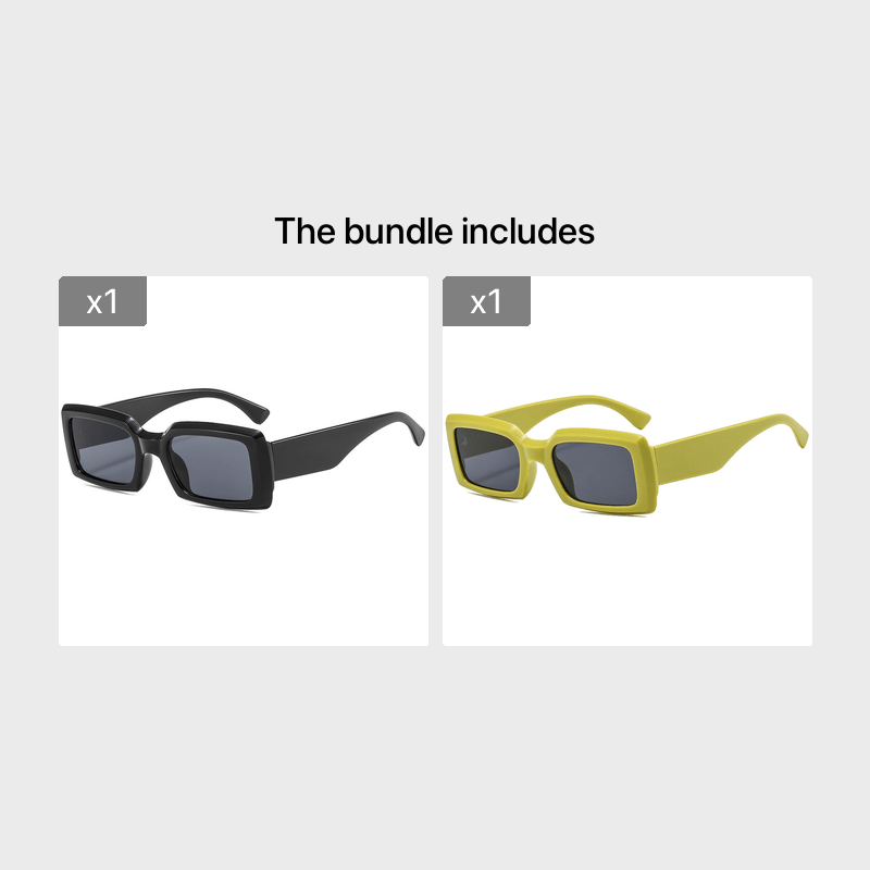 Rectangular Sunglasses Vintage Bohemian Style Small Frame Shades Sunglasses