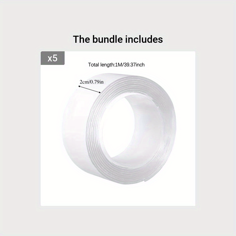 Double Sided Tape, Multipurpose Removable Clear & Tough Mounting Tape  Sticky Adhesive, Reusable Strong Wall Tape Picture Hanging Strips Poster  Carpet
