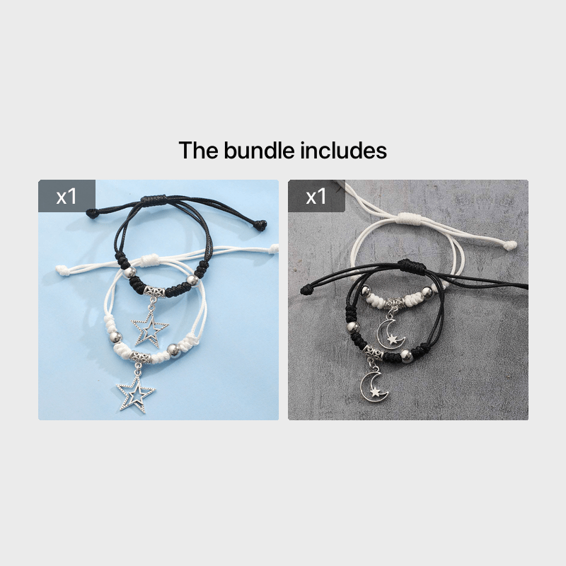 2pcs Men's Star Bracelet Hand Rope Set