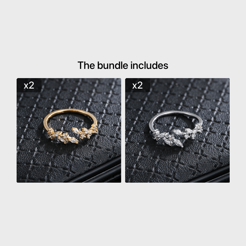 Leaf Ring Copper Material Synthetic Zirconia for Daily and Party Occasions
