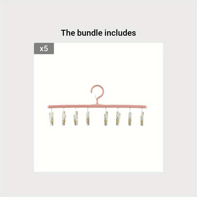 8 Clips Plastic Clothes Drying Hanger Windproof Clothing Rack