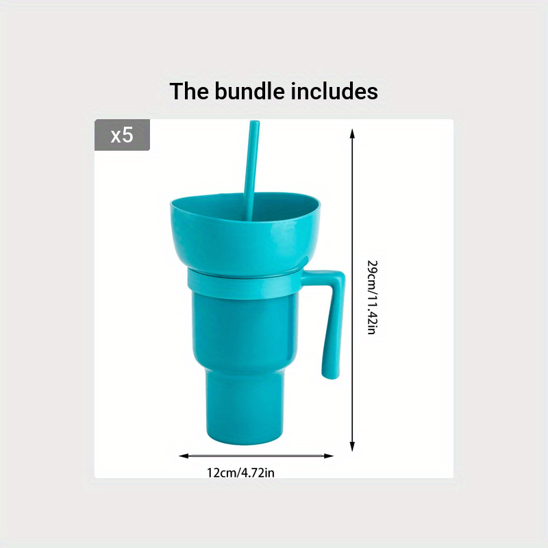 Wharick Snack and Drink Cup, Cup Bowl Combo with Straw, Stadium Tumbler,  Tumbler Popcorn Cup for Adults, Kids, Home, Travel 