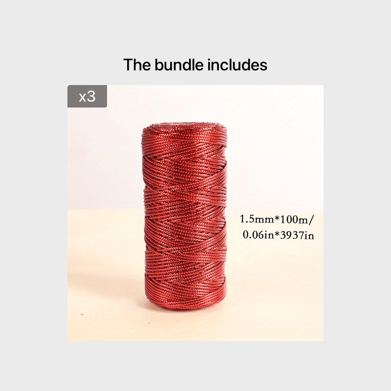 Red Twine String,100M Red Thread Twist Ties with Coil,Red Metallic String  for Christmas String,Polyester String Jewelry Cord, DIY Craft String Thread