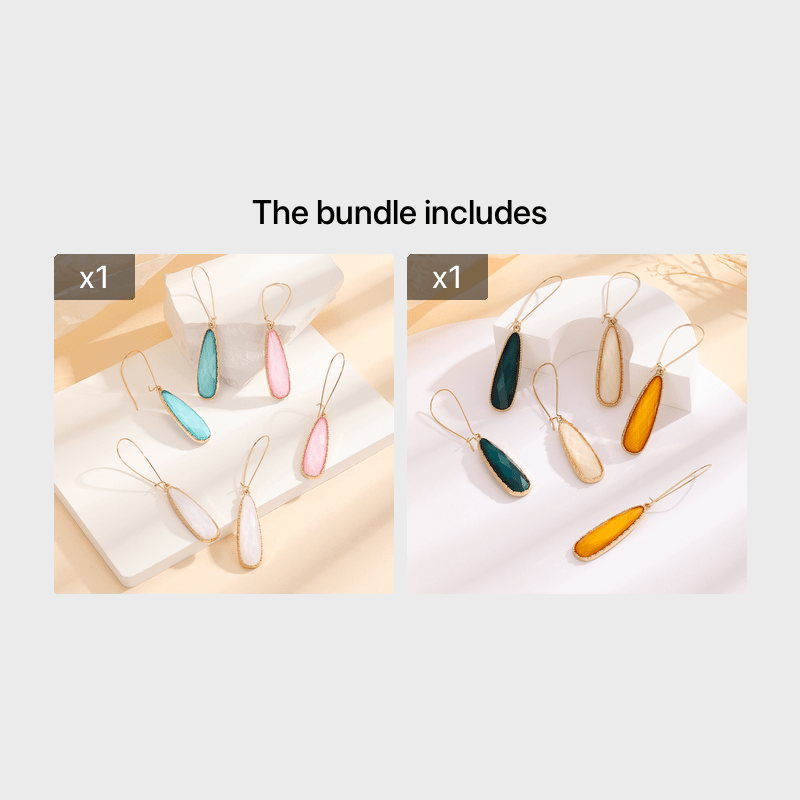 3 Pairs Women's Geometric Water Drop Earrings Set
