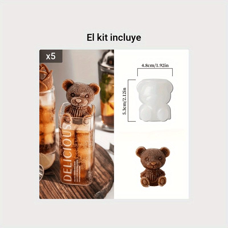 WYBG Paquete de 2 moldes de silicona para hielo, moldes de gomitas de oso  de chocolate, bandejas de cubitos de hielo de oso 3D, molde en forma de oso