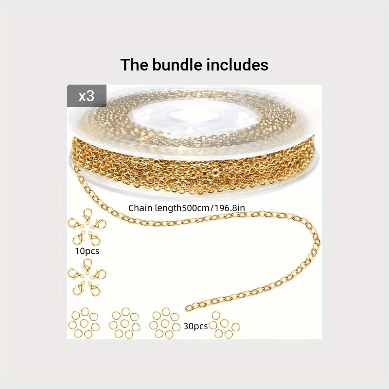 Golden Chain Stainless Steel Jewelry Chain Gold plated Metal - Temu