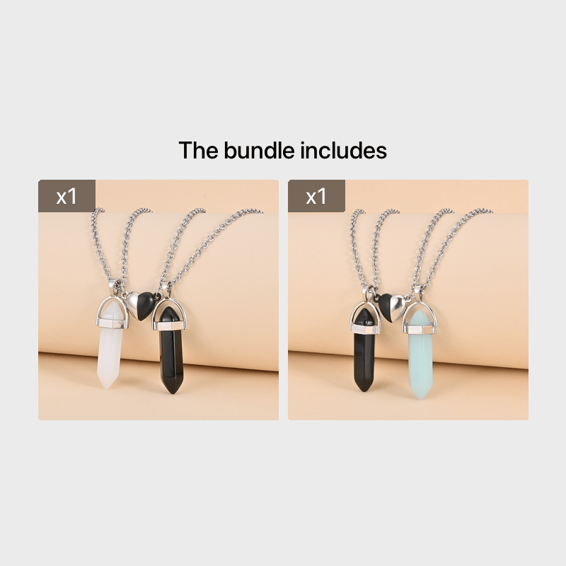 Set Magnetic couple necklace with 2Pcs Lovers Heart Pendant new charm  necklace