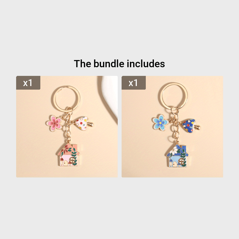 TEMU 1 Pieza, Llavero De Con Flores De Hongo, Llavero De Metal, Anillo Para Bolso, Mochila, Colgante, Adorno Para Colgar Para , Accesorios Para Funda