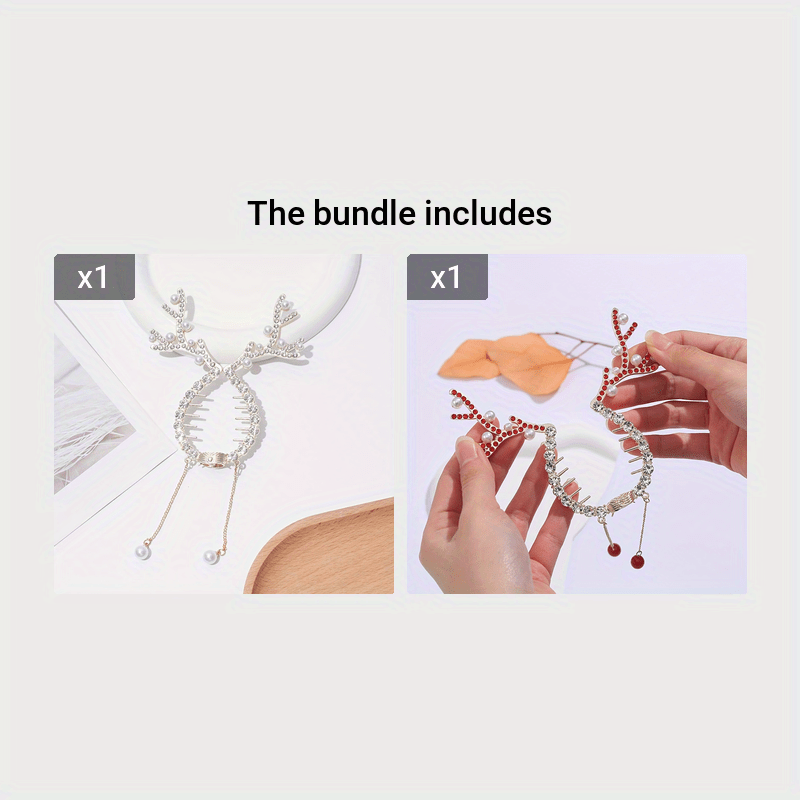 Christmas Deer Horn Ball Head Hair Clasp