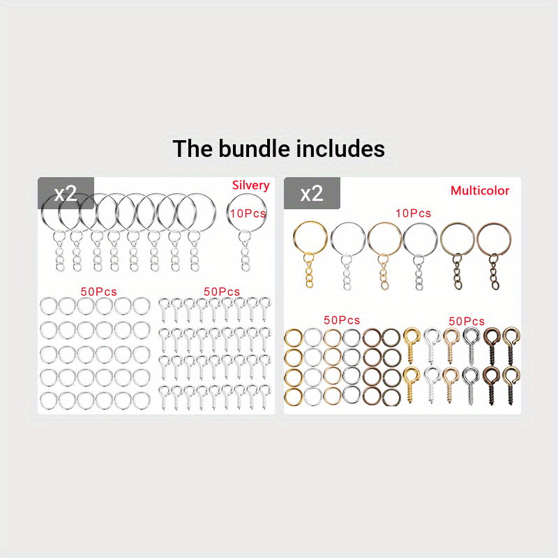 Keychain Ring Open Ring Material Kit Key Ring Iron Ring - Temu