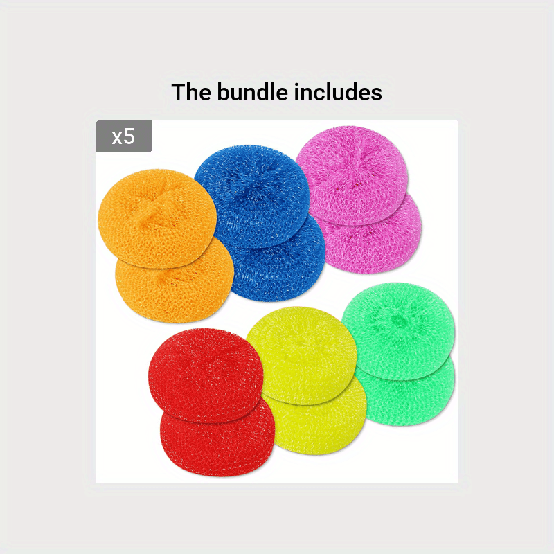 NSBELL 30PCS Plastic Dish Scrubbers for Dishes Plastic Pot Round Scrubber  Scouring Pad Nylon Dish Scrubber, Poly Mesh Scouring Dish Pads Non Scratch