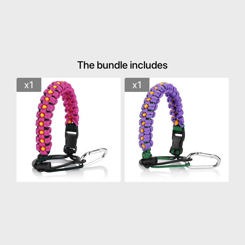 Paracord Handle Strap with Safety Ring and Carabiner for Hydro
