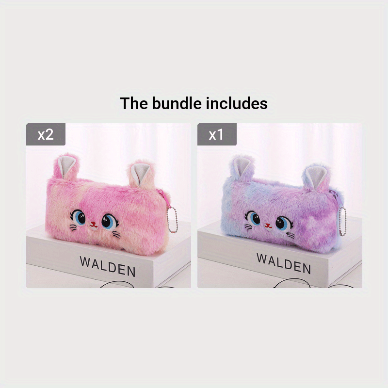 Cartoon Plush Cat Pencil Case Storage Pencil Bag Cute Soft - Temu