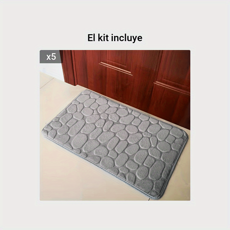 1pc Alfombra Baño Patrón Guijarros Suave Antideslizante - Temu Mexico