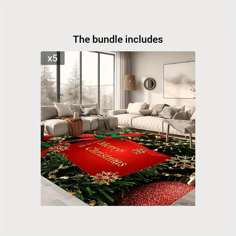 Christmas Area Rugs Santa Presents And Sleigh Rug Golden - Temu