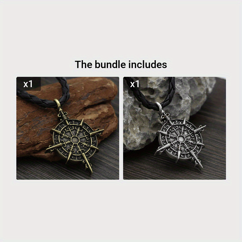 Viking Compass Pendant Necklace for Men