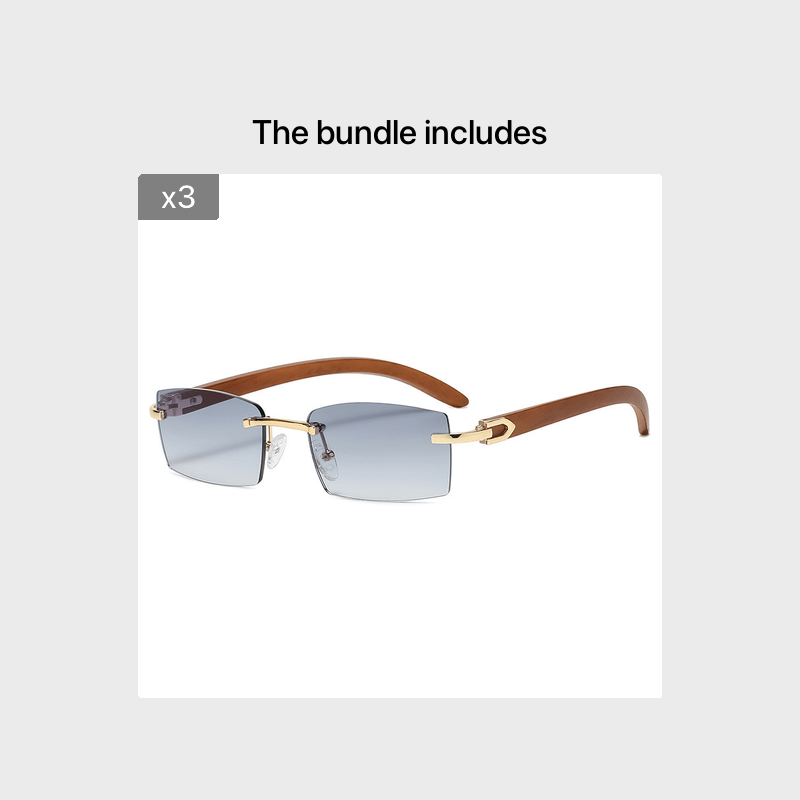 Punk Rimless Rectangle Sunglasses Vintage Small Frame Sun Glasses